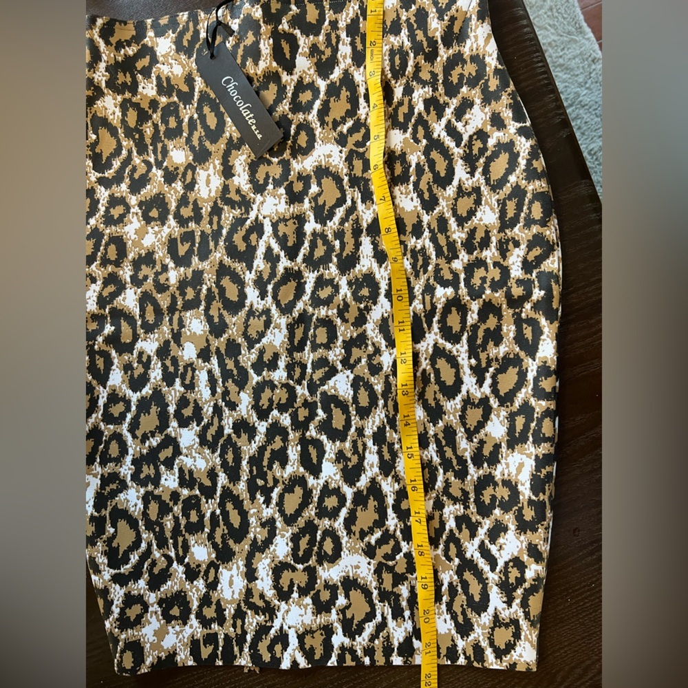 NWT Chocolate Leopard Print Pencil Skirt - High Waisted Small - Picture 6 of 8
